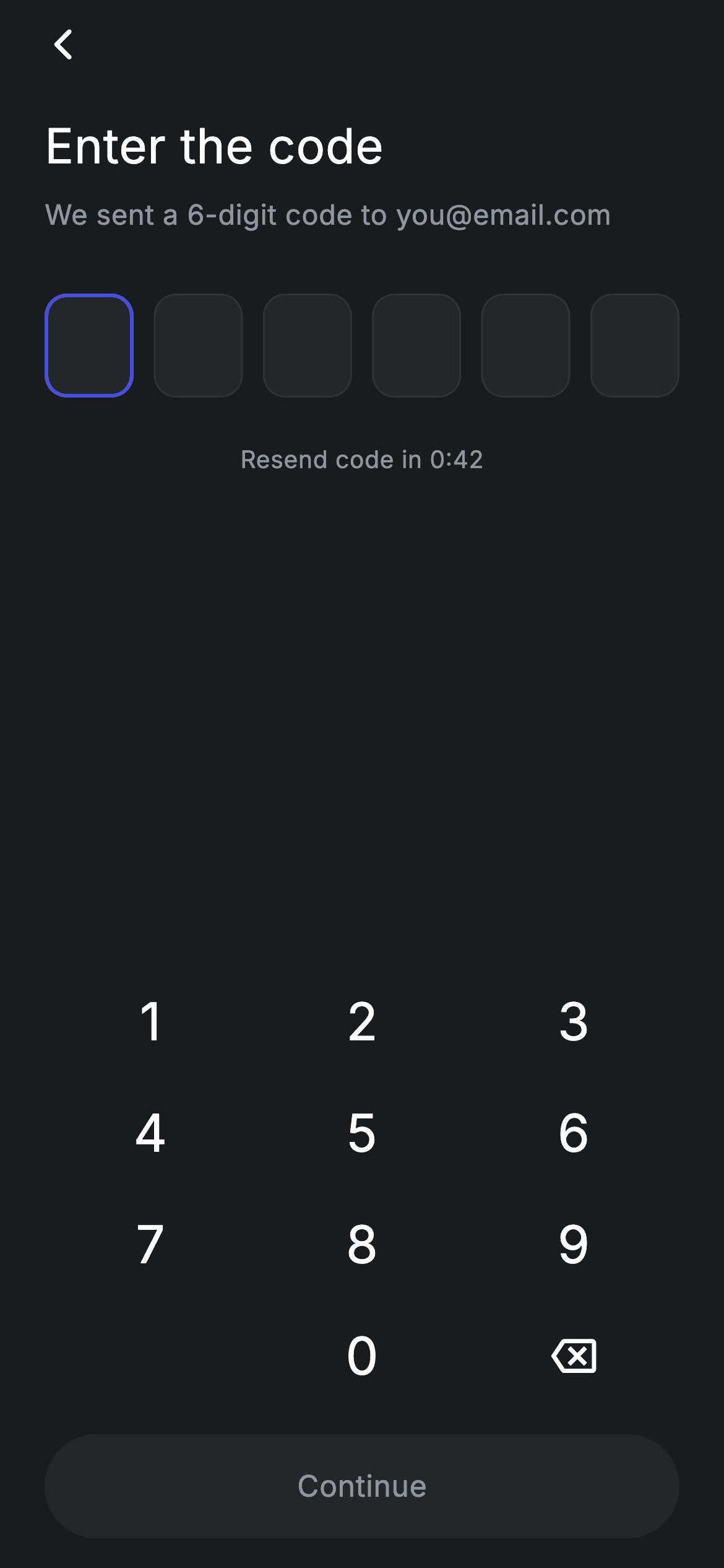 Fintech · Verify Code — Fintech Flutter screen