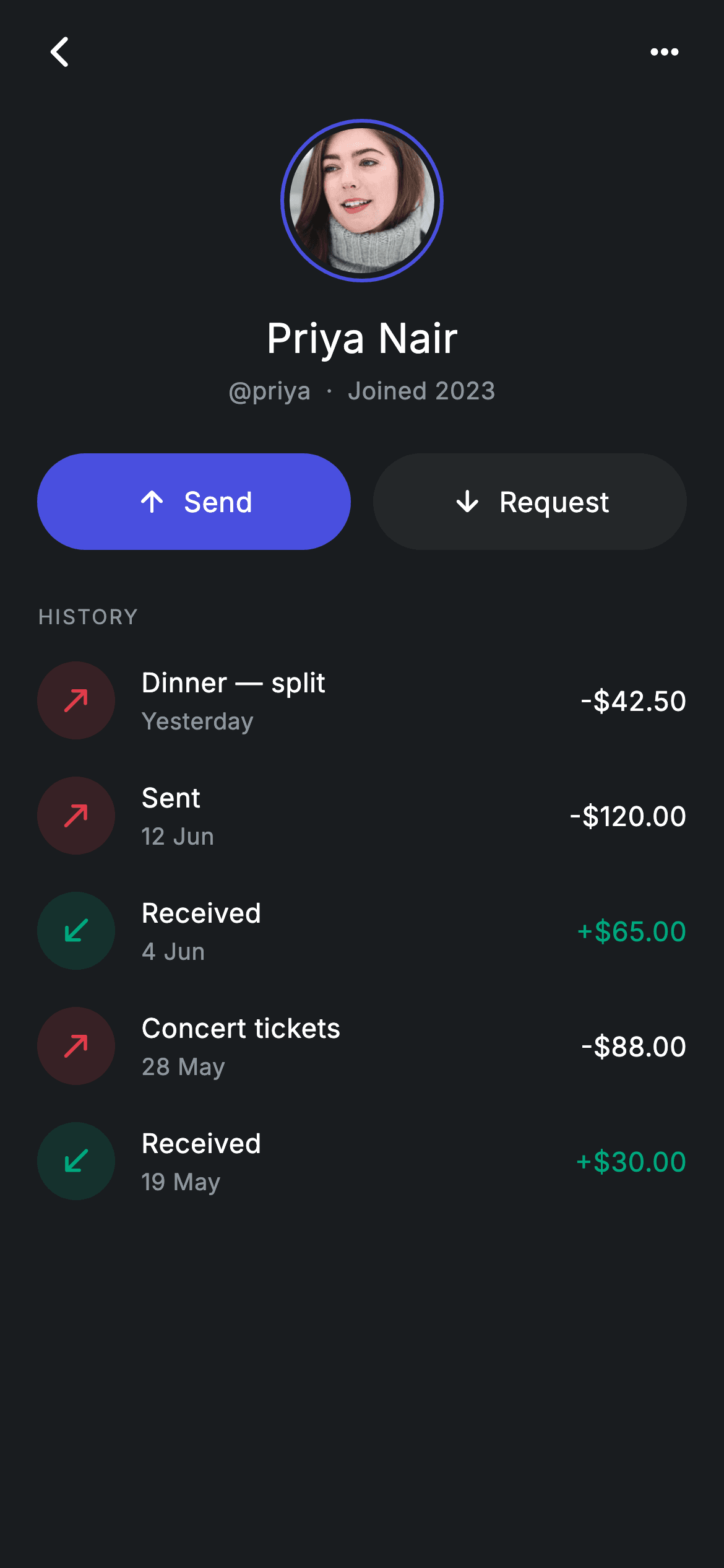 Fintech · Recipient Detail — Fintech Flutter screen