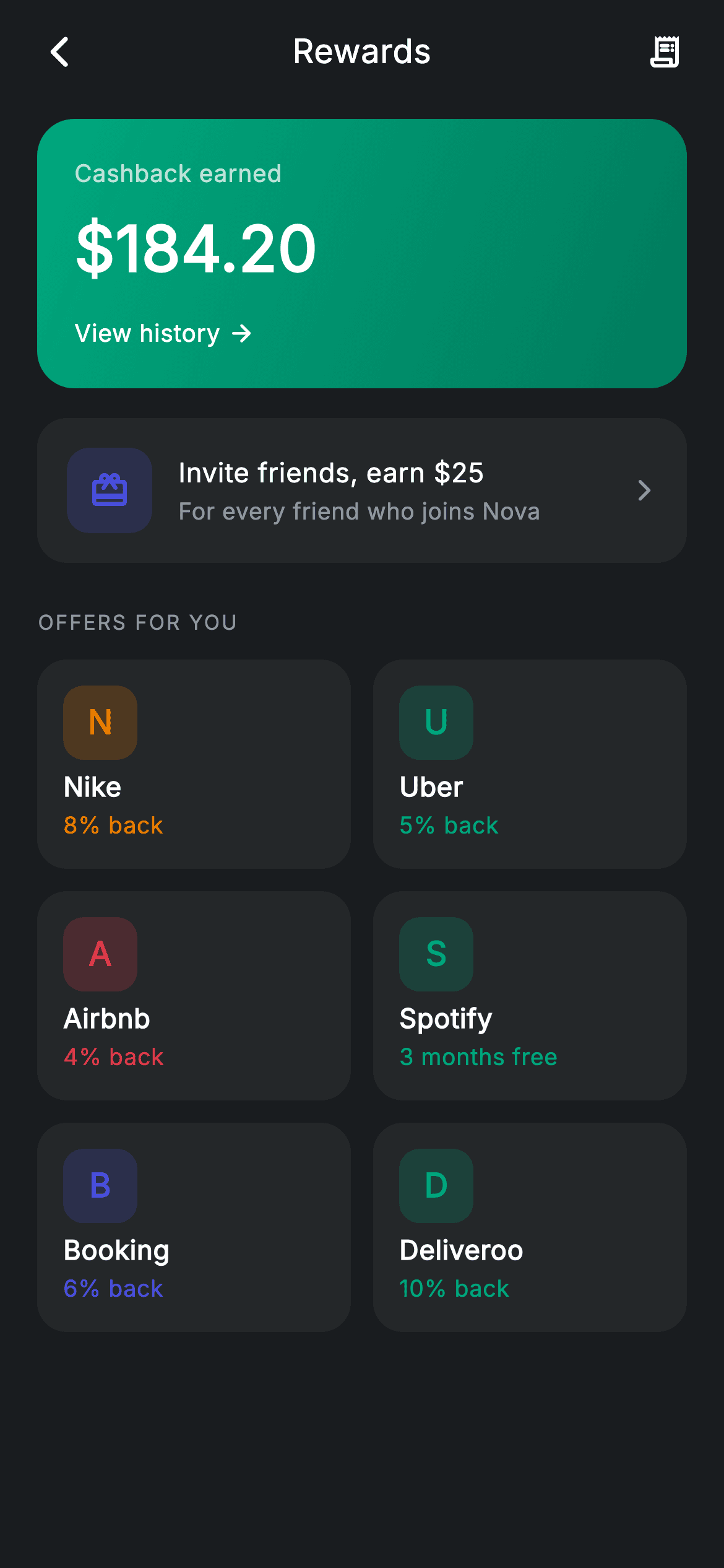 Rewards — Fintech Flutter UI screen