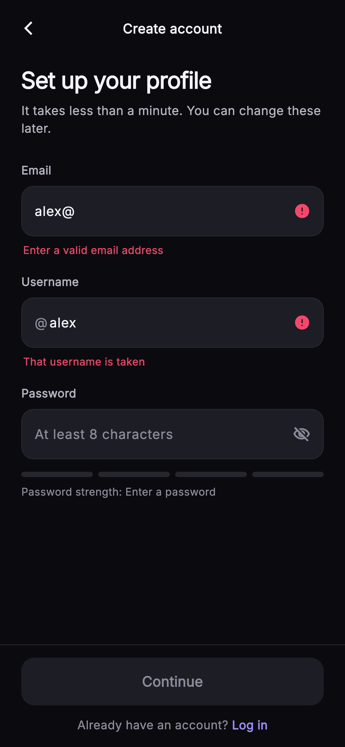 Pulse · Create Account — Social Flutter UI screen