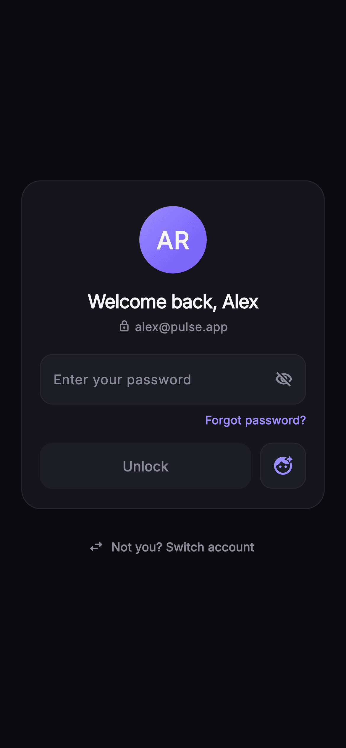 Pulse · Welcome Back — Social Flutter screen