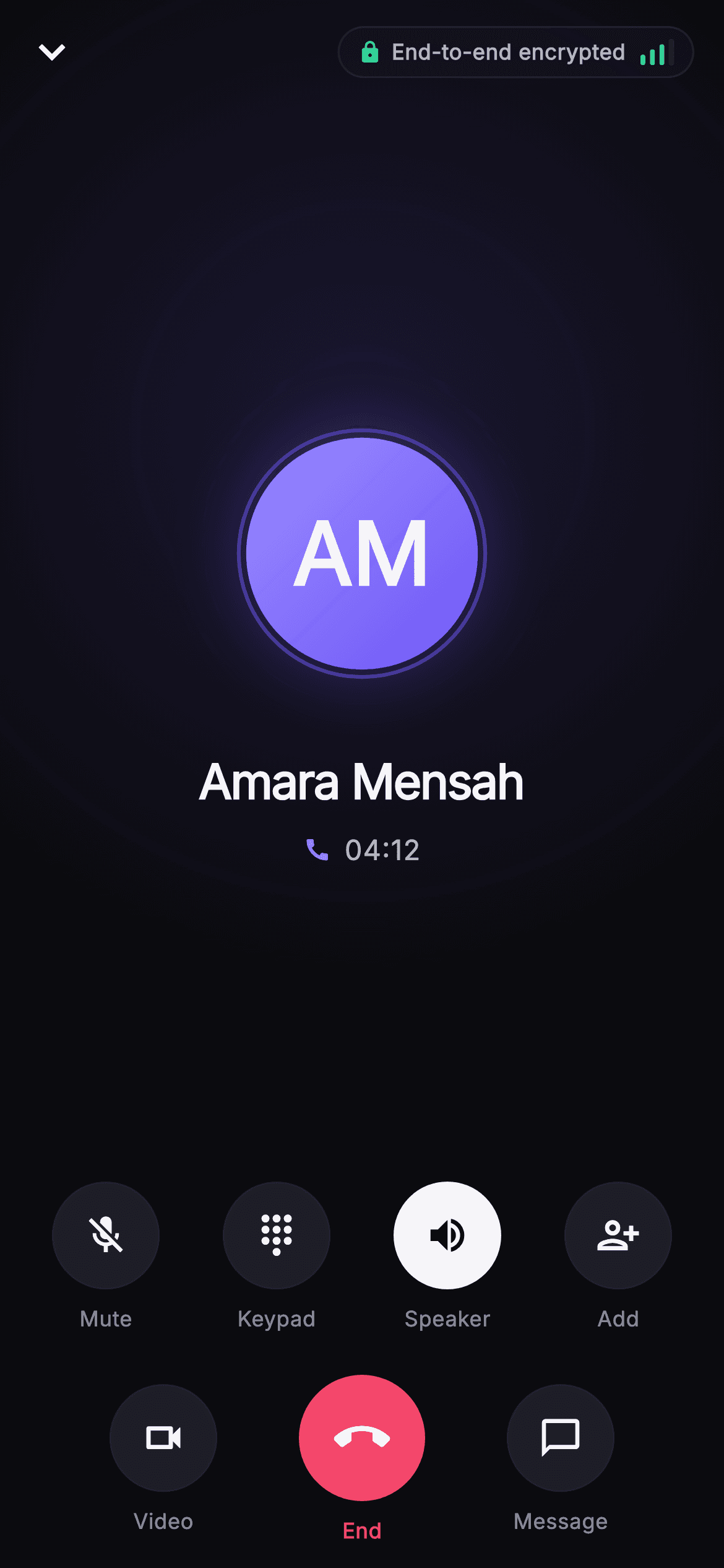 Pulse · Audio Call — Social Flutter screen