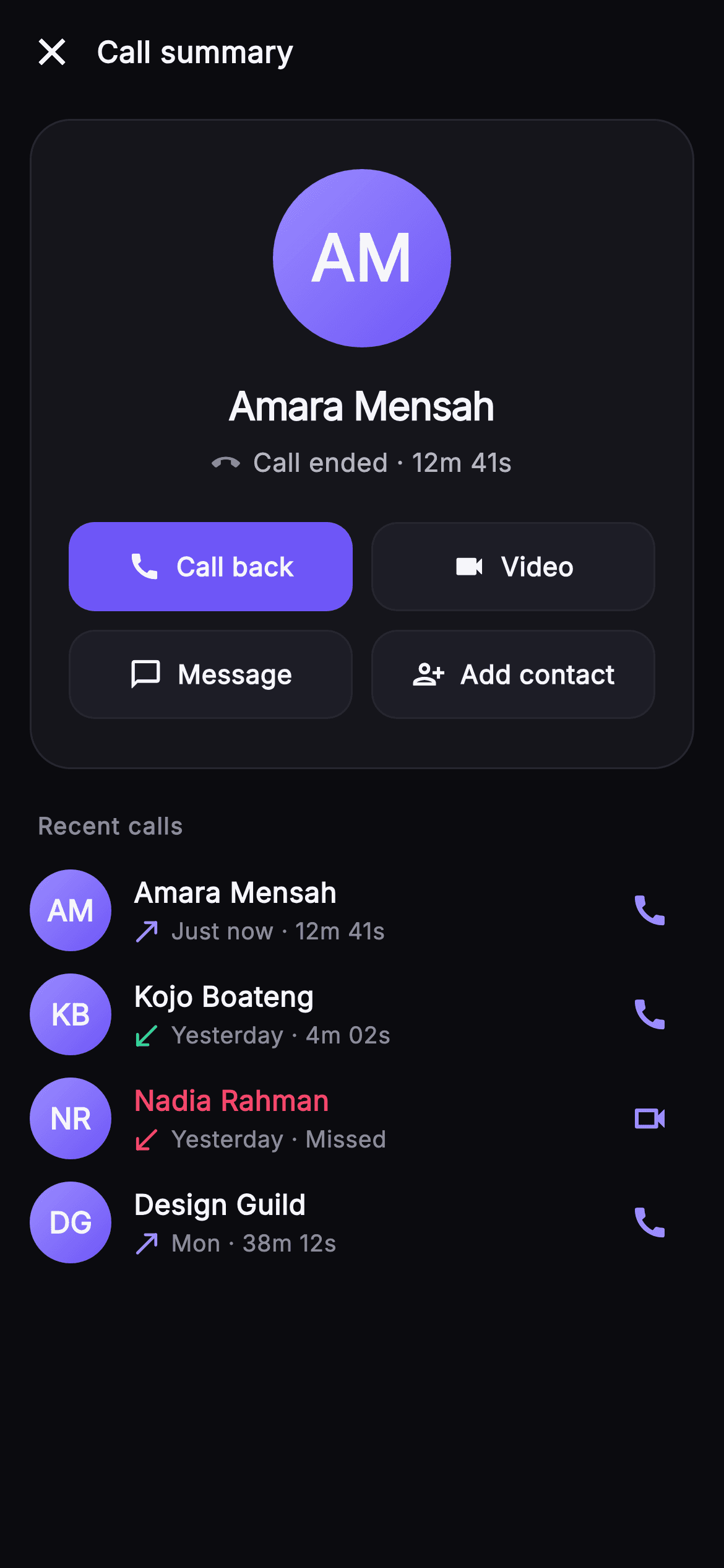 Pulse · Call Ended — Social Flutter screen