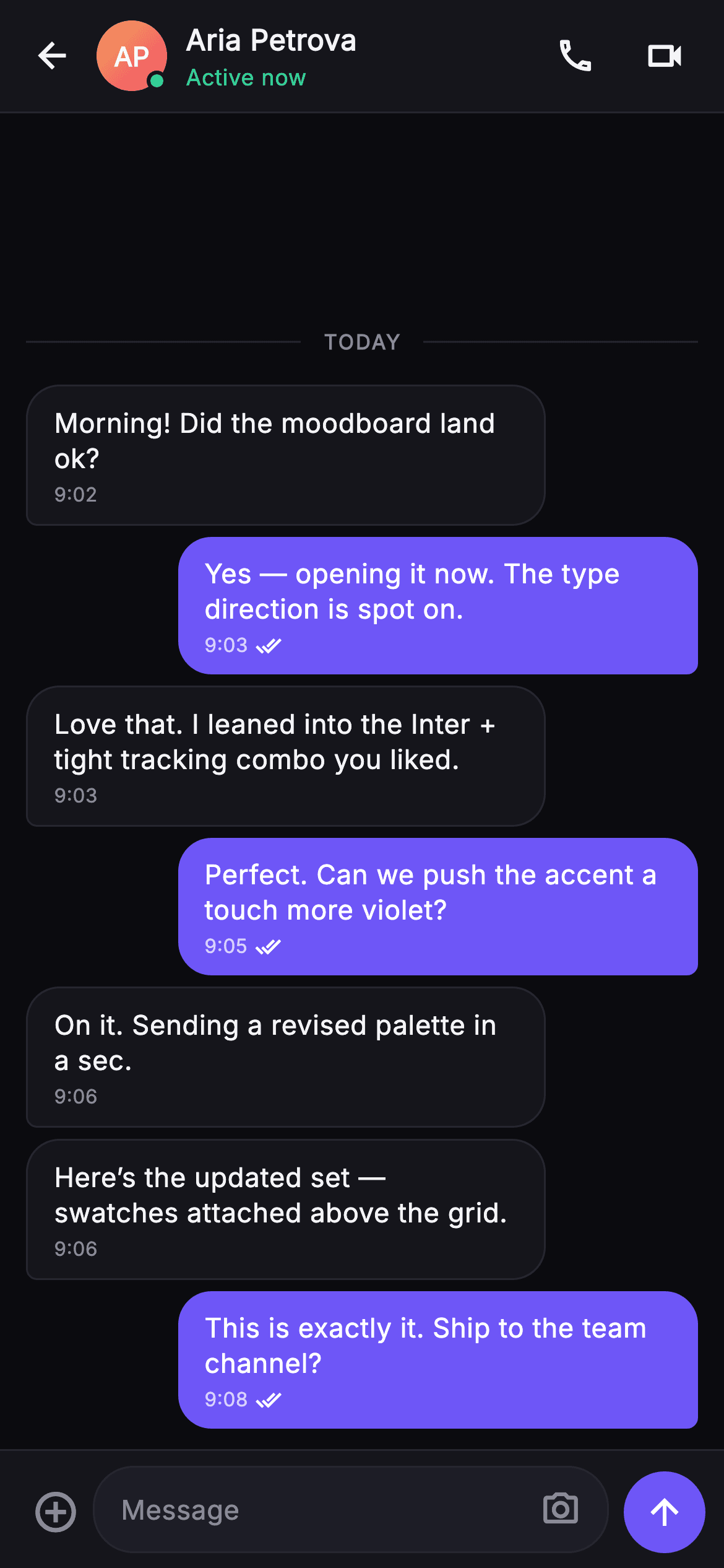 Pulse · Chat — Social Flutter screen