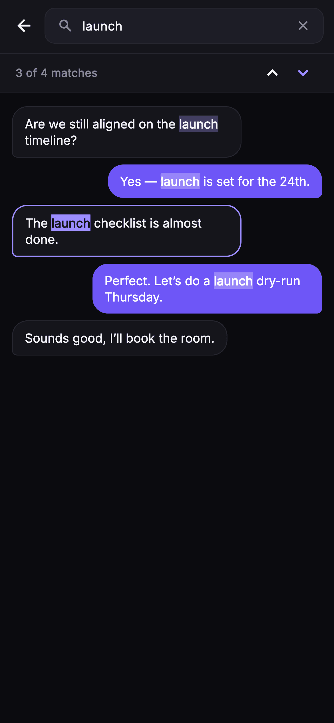 Pulse · In-Chat Search — Social Flutter screen