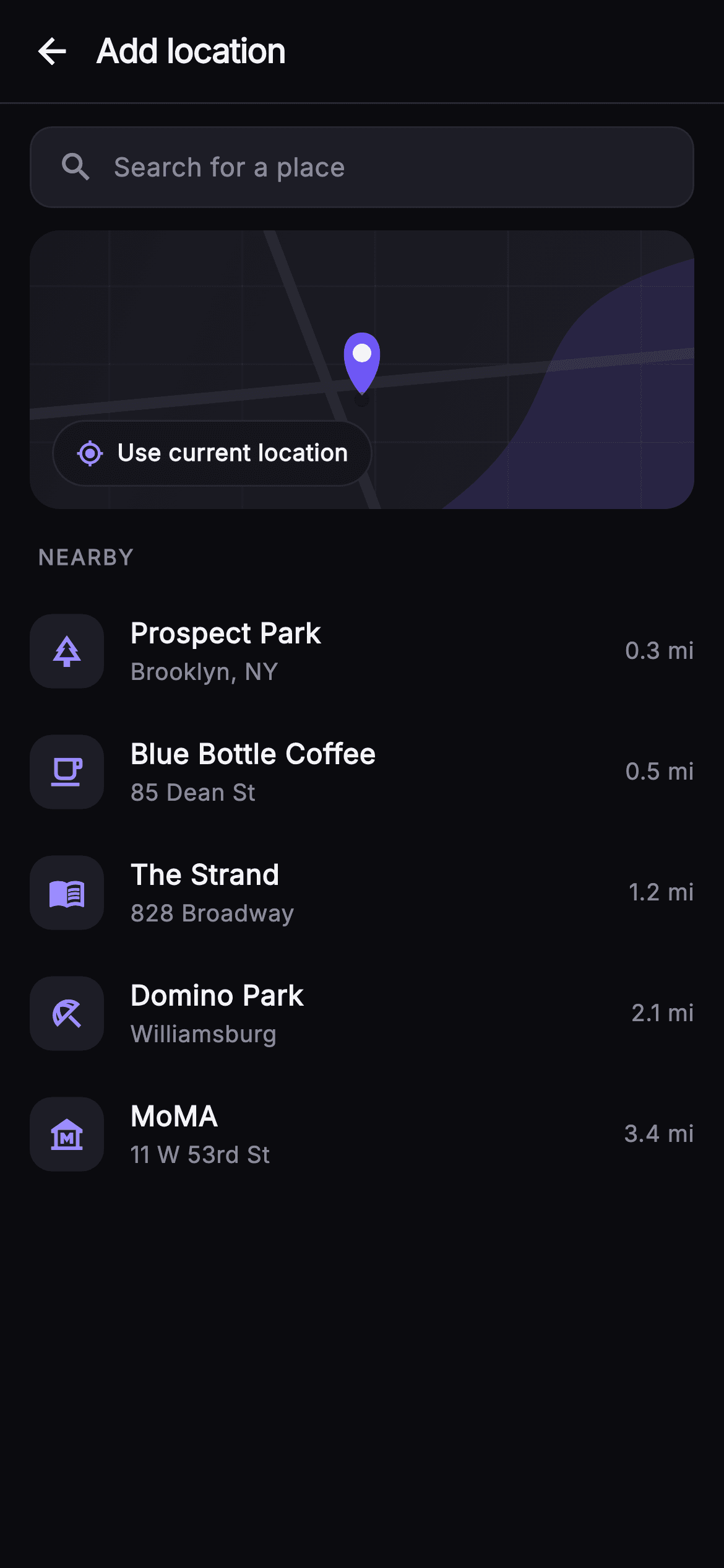 Pulse · Add Location — Social Flutter screen