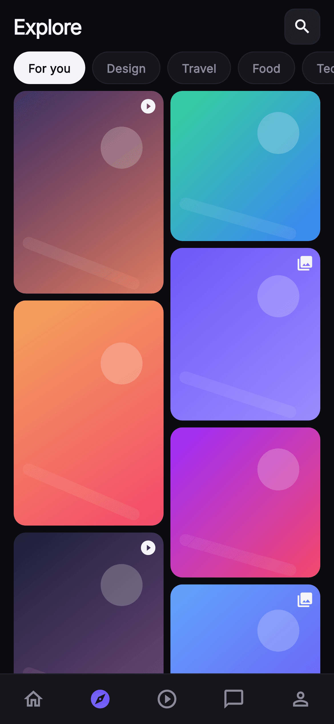 Pulse · Explore — Social Flutter screen
