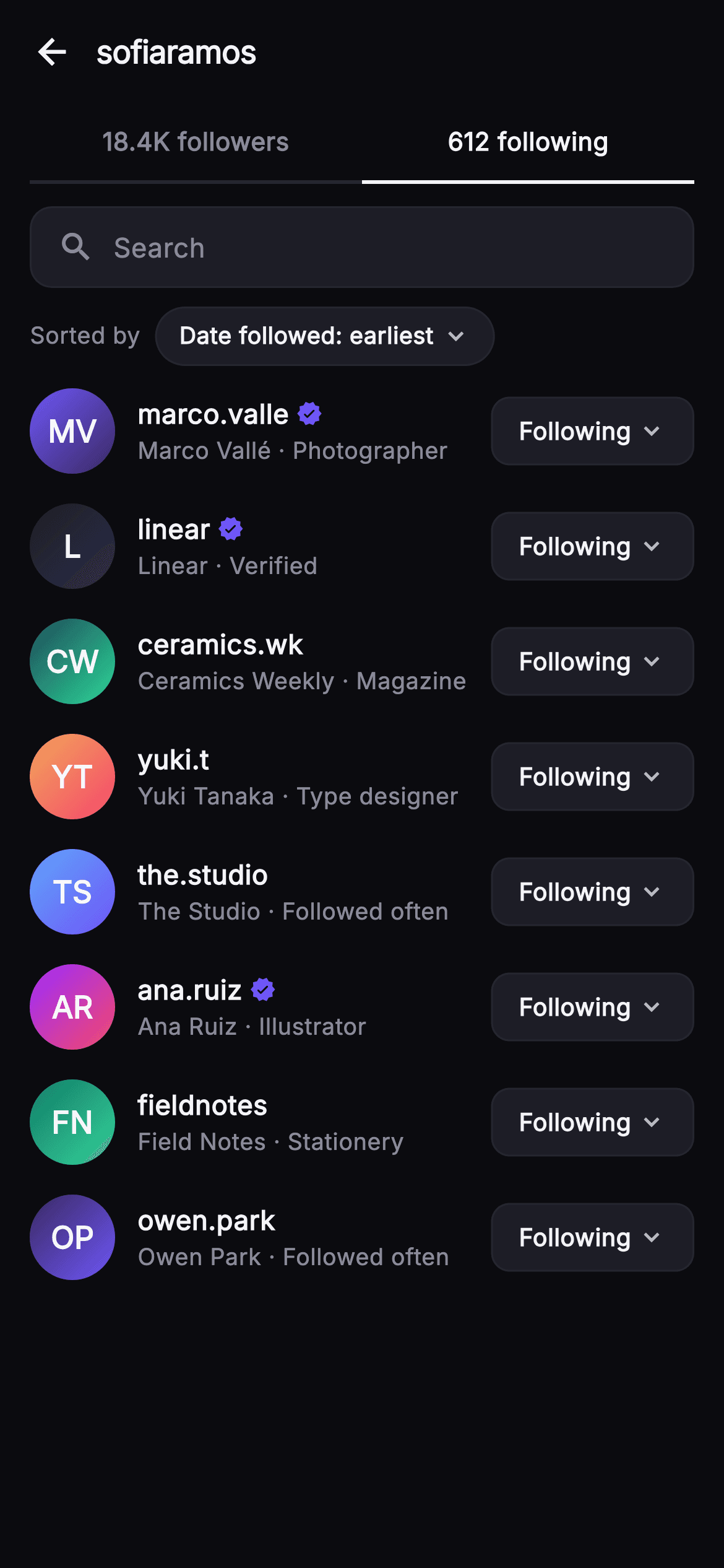 Pulse · Following — Social Flutter screen