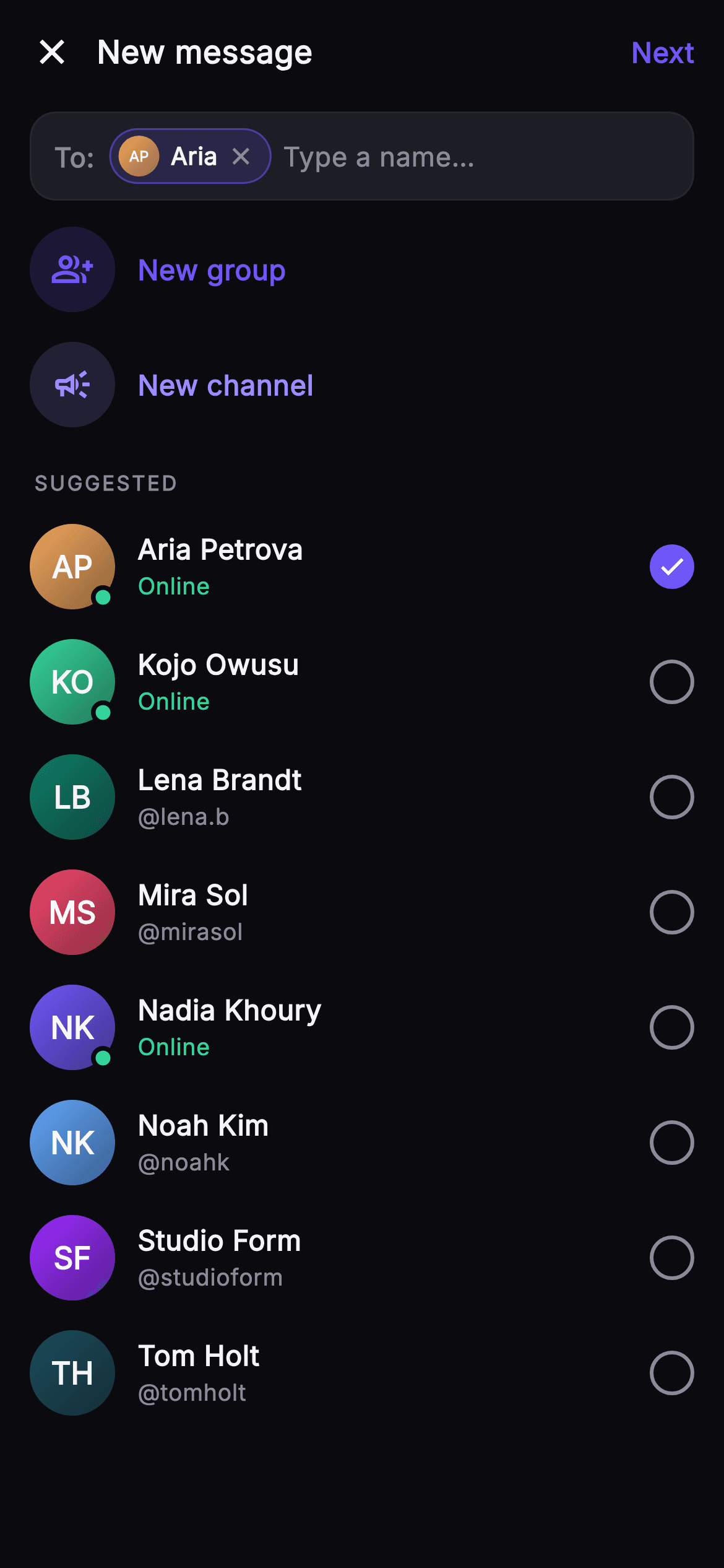 Pulse · New Message — Social Flutter screen