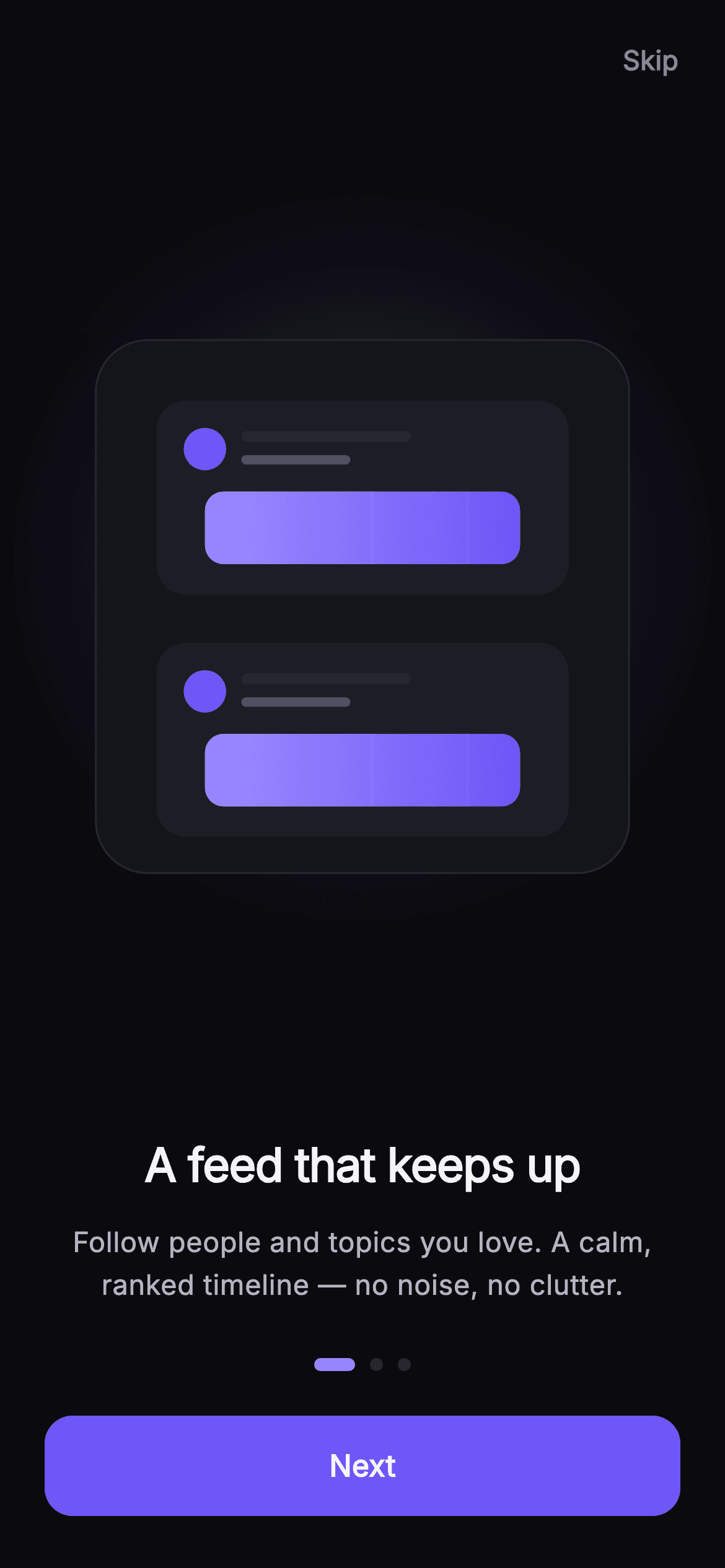 Pulse · Intro Carousel — Social Flutter UI screen