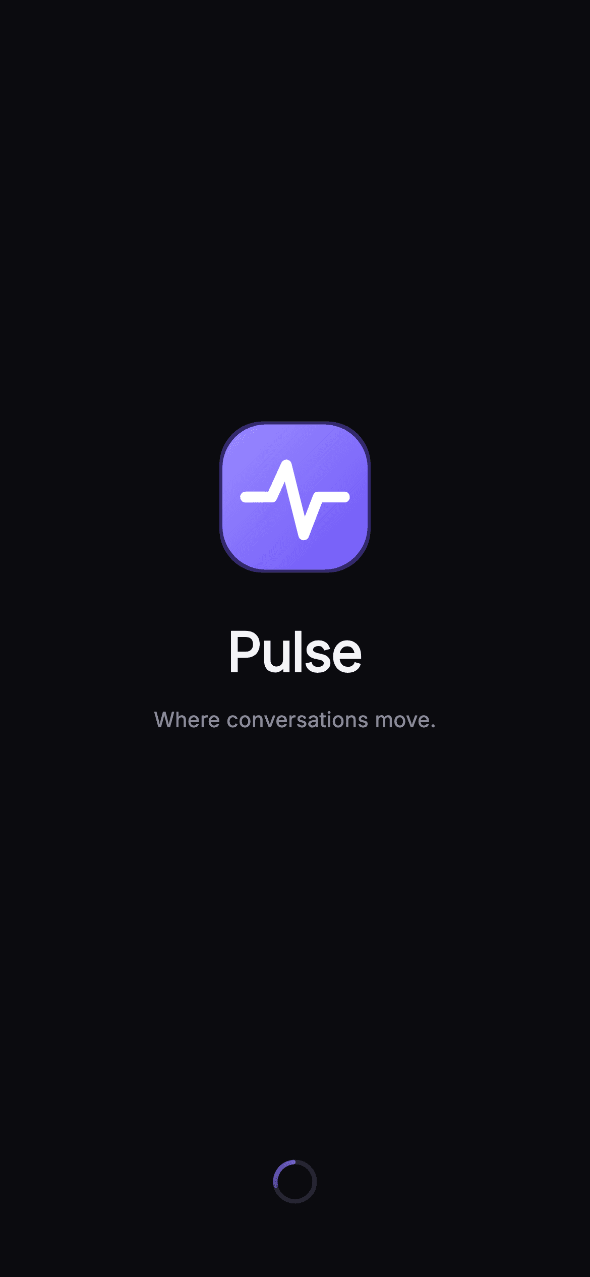 Pulse · Splash — Social Flutter UI screen