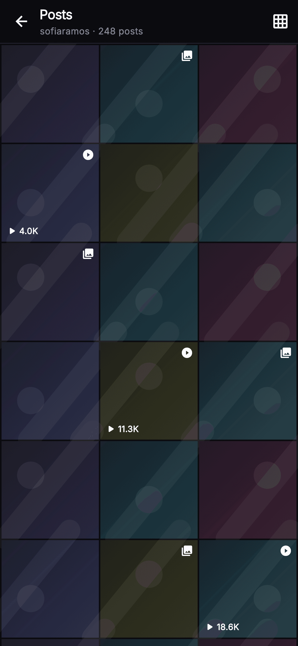 Pulse · Posts Grid — Social Flutter screen