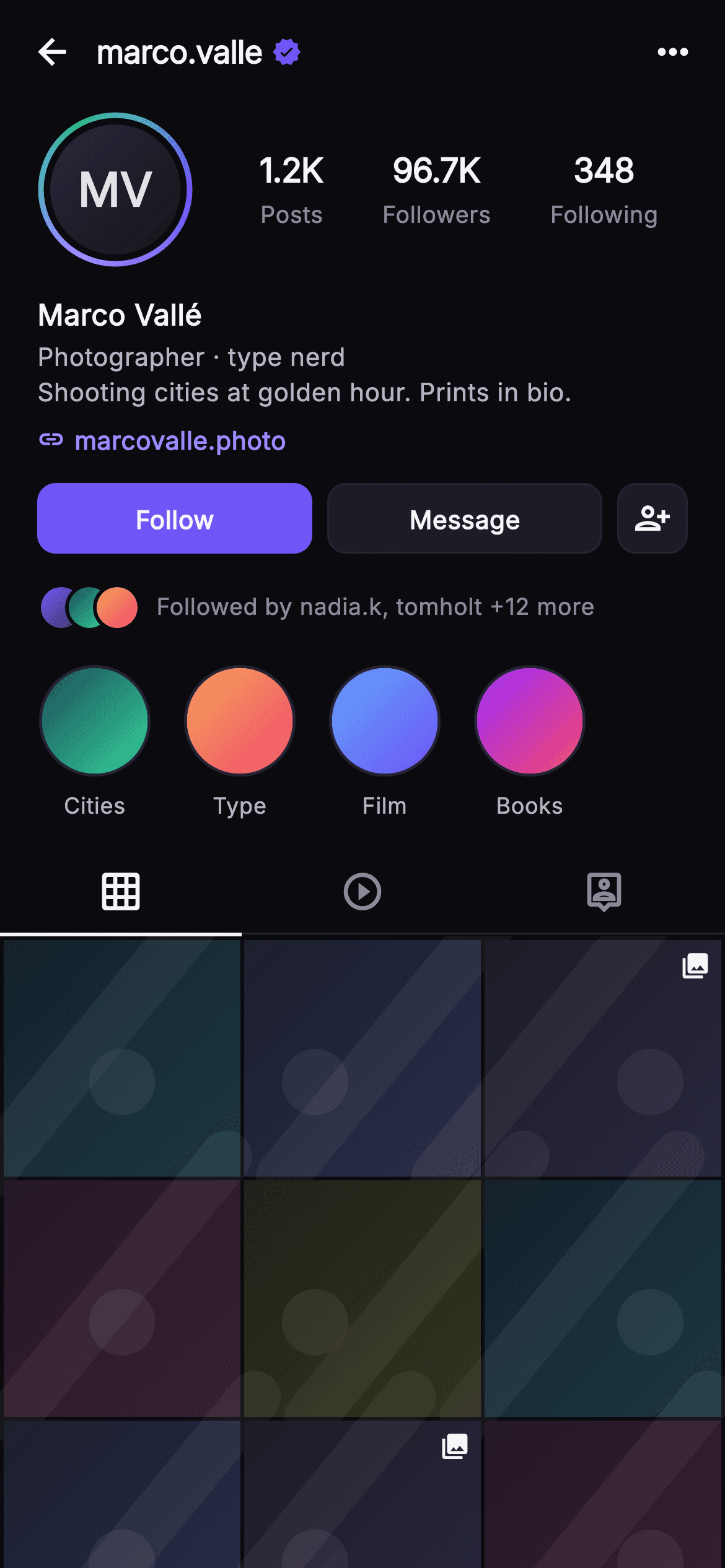 Pulse · Profile — Social Flutter screen