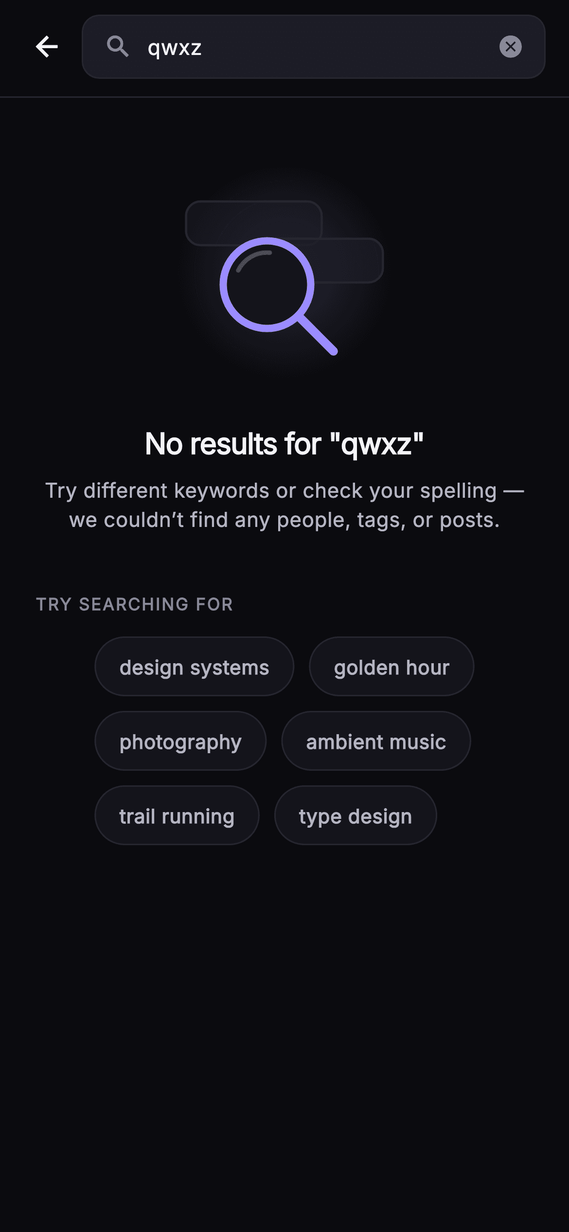 Pulse · No Results — Social Flutter screen