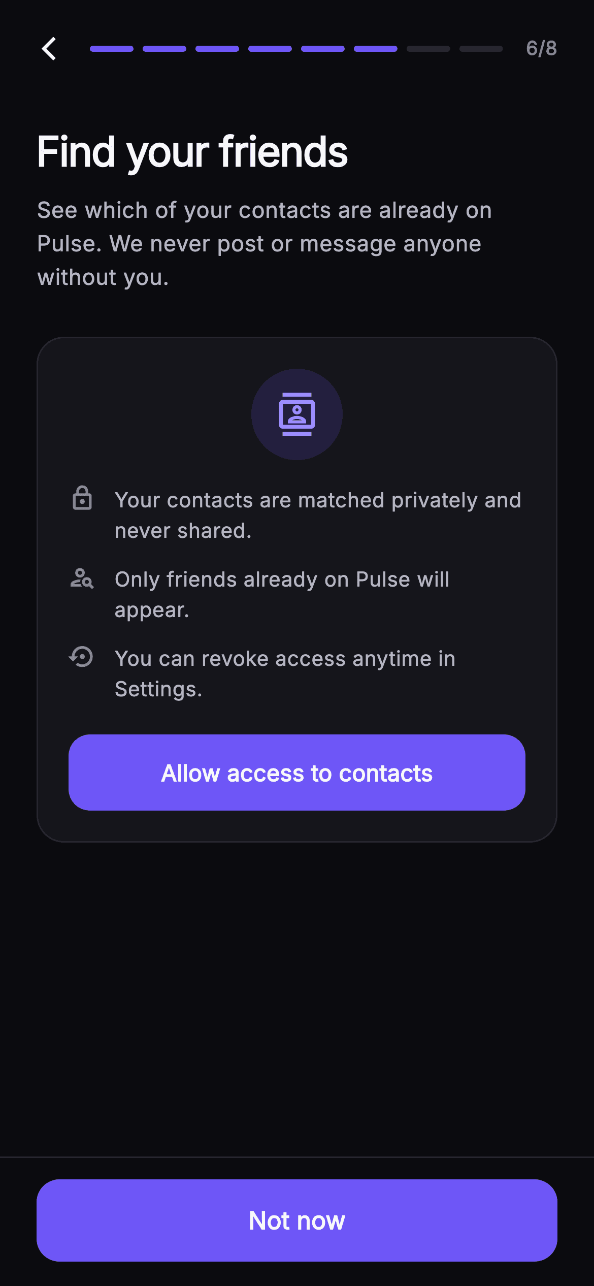 Pulse · Find Friends — Social Flutter screen