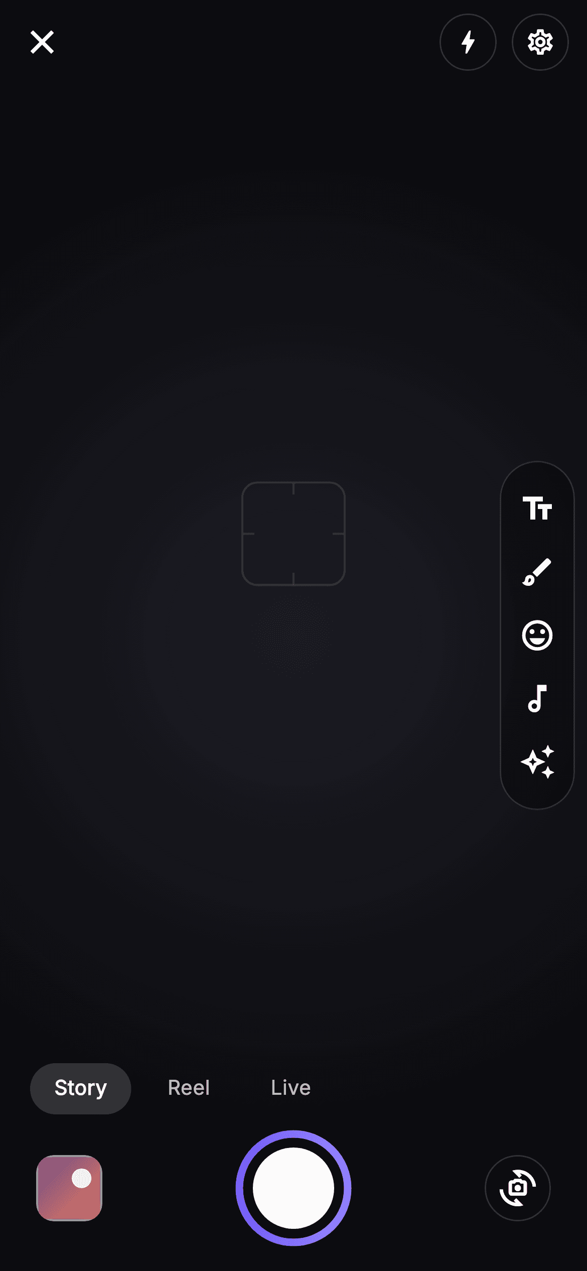 Pulse · Create Story — Social Flutter screen