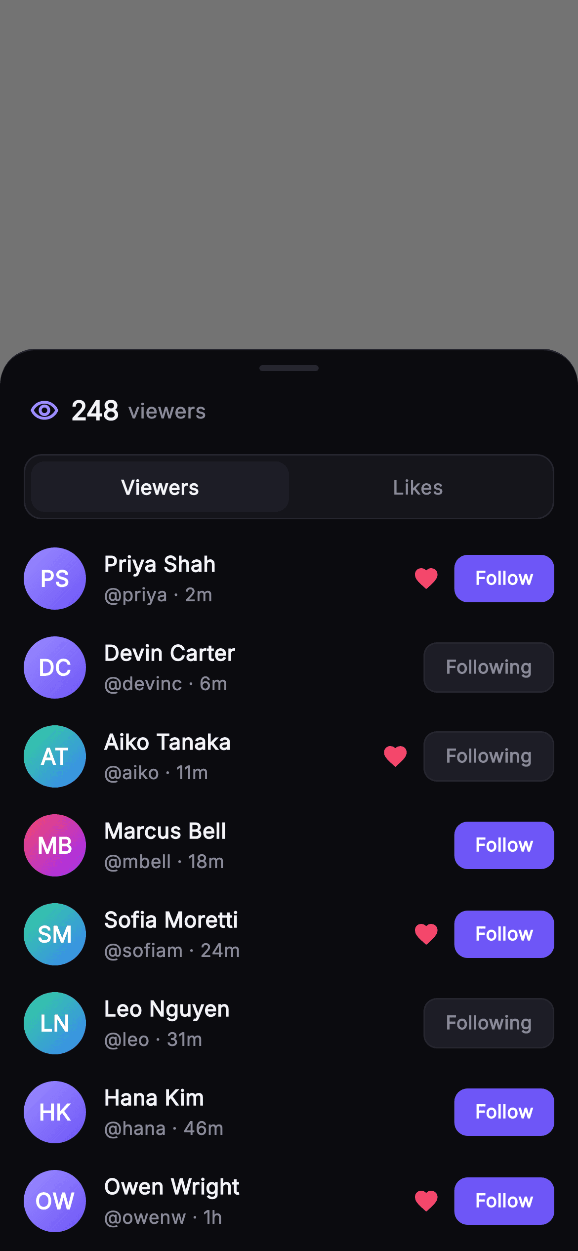 Pulse · Story Viewers — Social Flutter screen