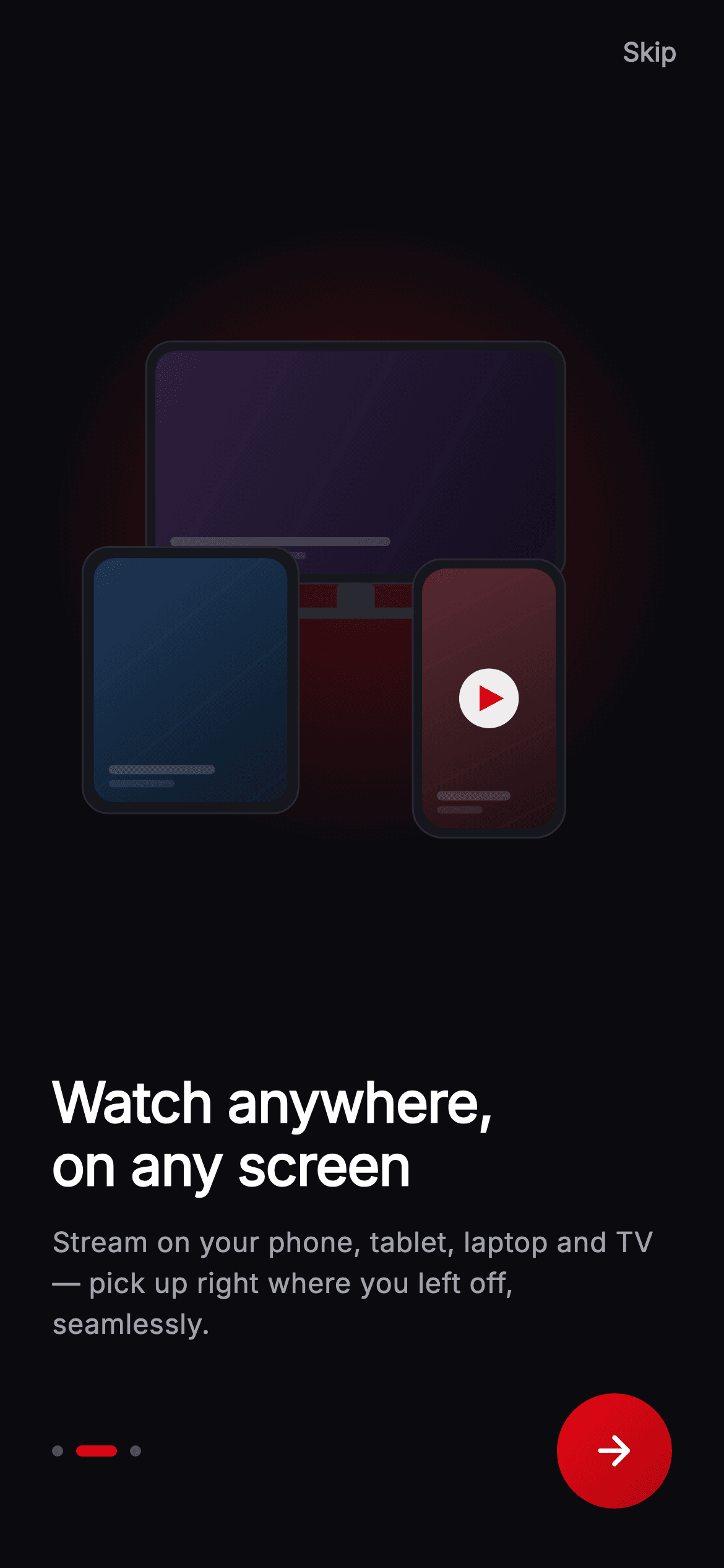 Cineo · Onboarding — Anywhere — Streaming Flutter UI screen