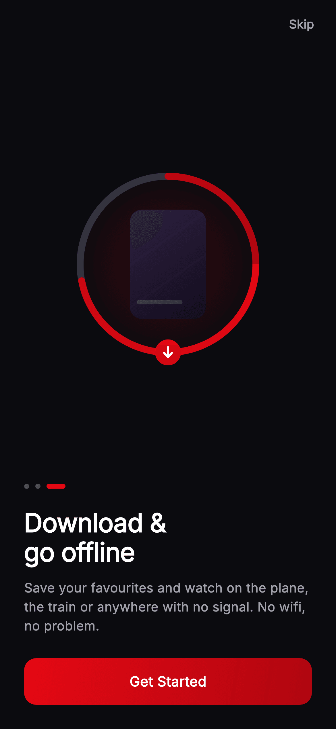 Cineo · Onboarding — Offline — Streaming Flutter UI screen