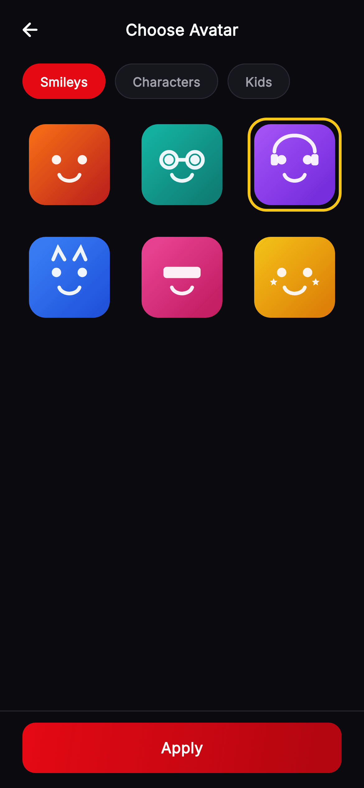 Cineo · Choose Avatar — Streaming Flutter UI screen