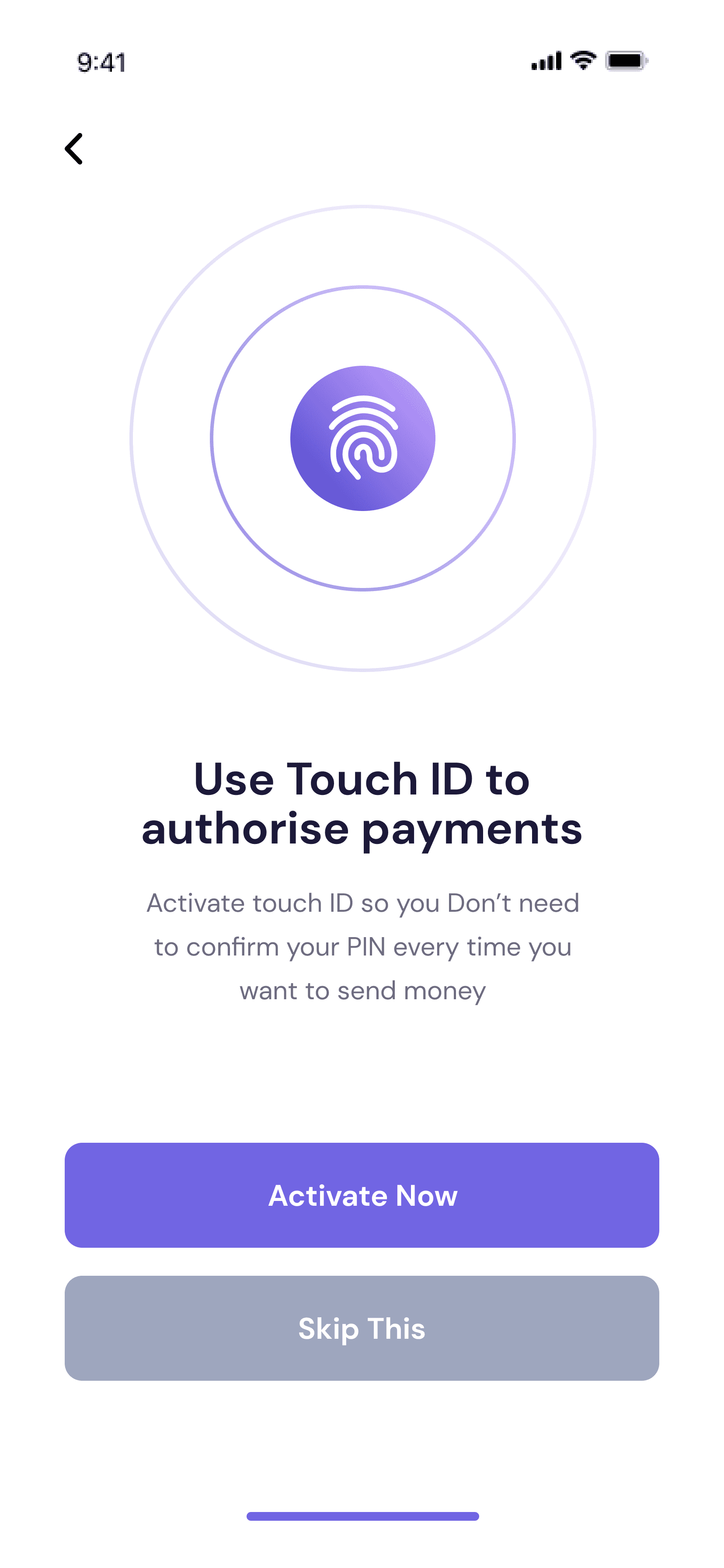 Touch ID — Authentication Flutter UI screen
