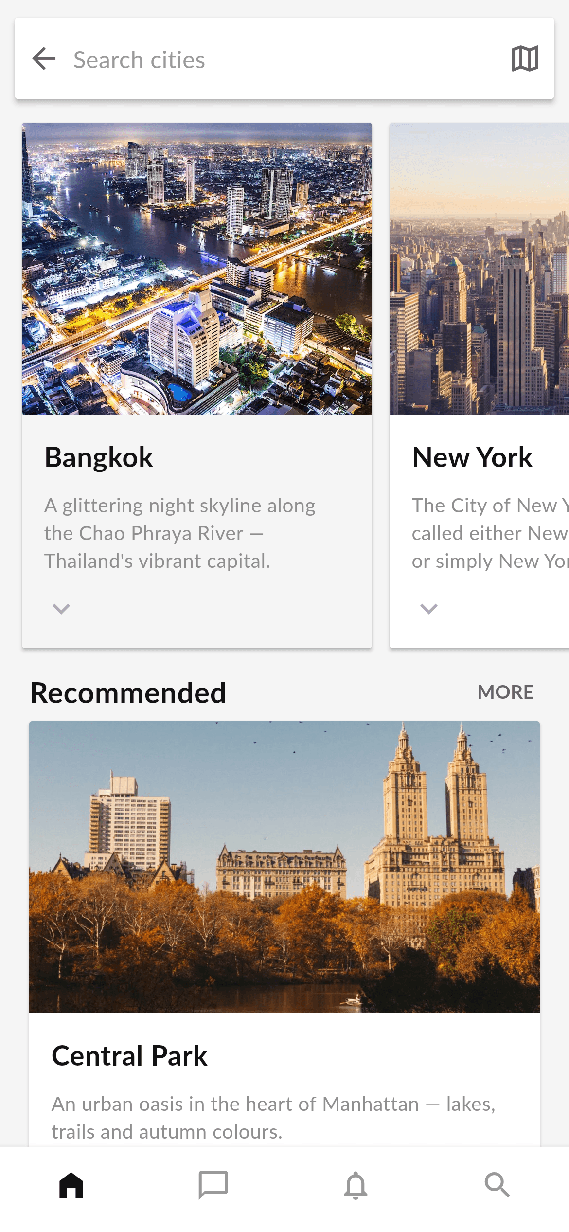 Travel · Cities — Travel Flutter UI screen