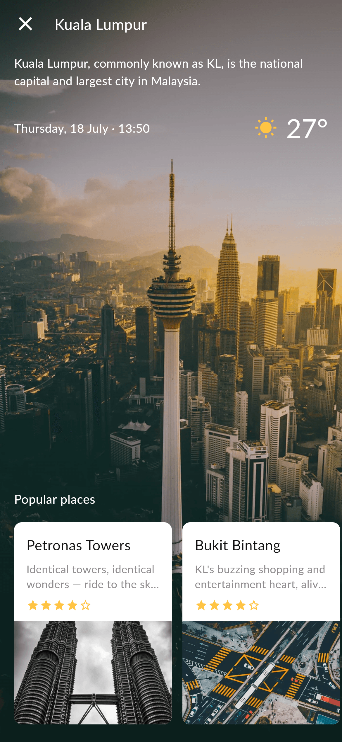 Travel · City Detail — Travel Flutter UI screen