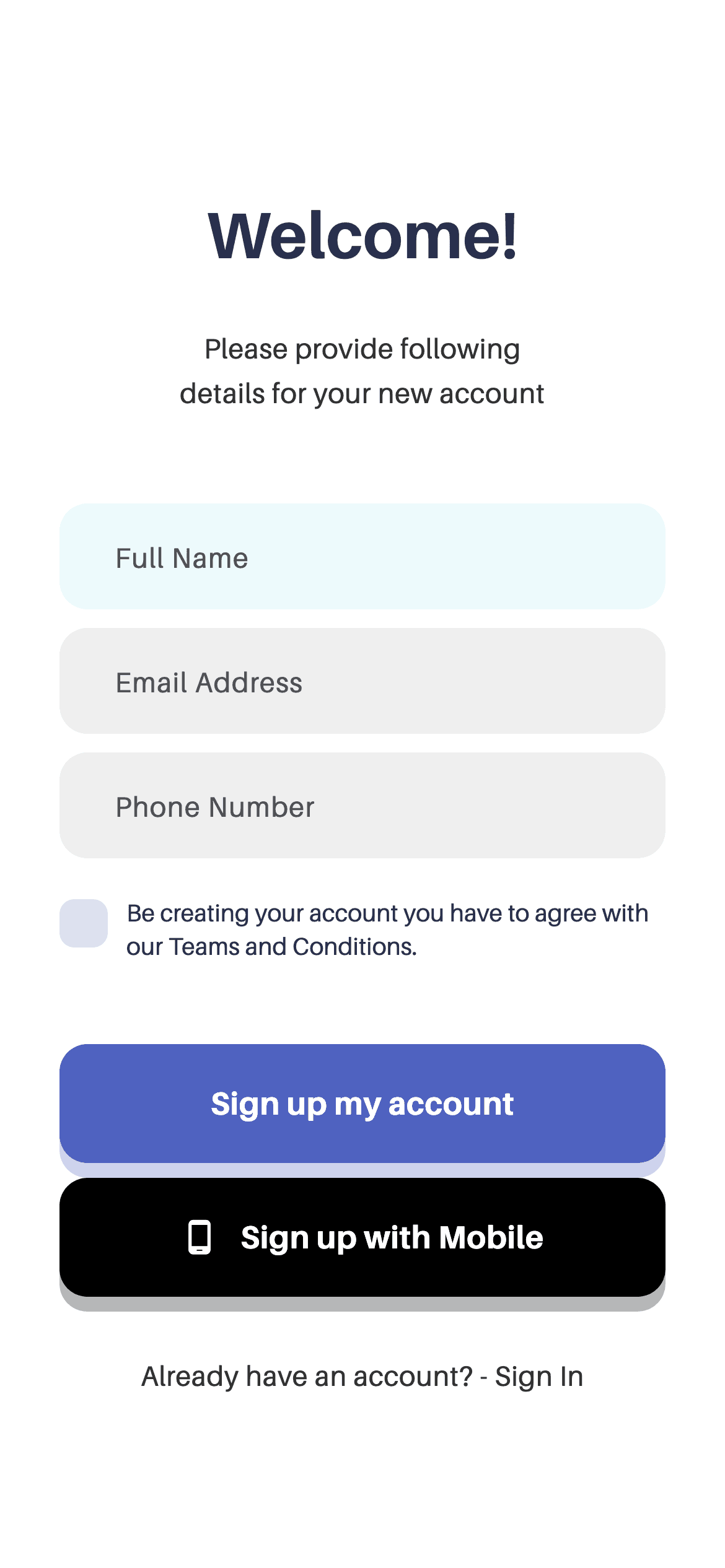 Wallet · Sign Up — Authentication Flutter screen