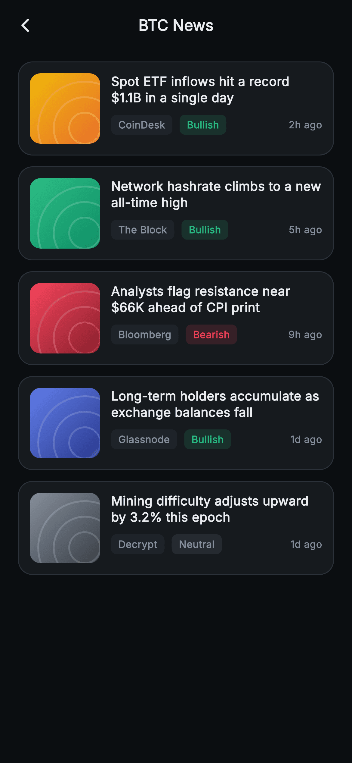 Aurum · Coin News — Web3 Flutter screen