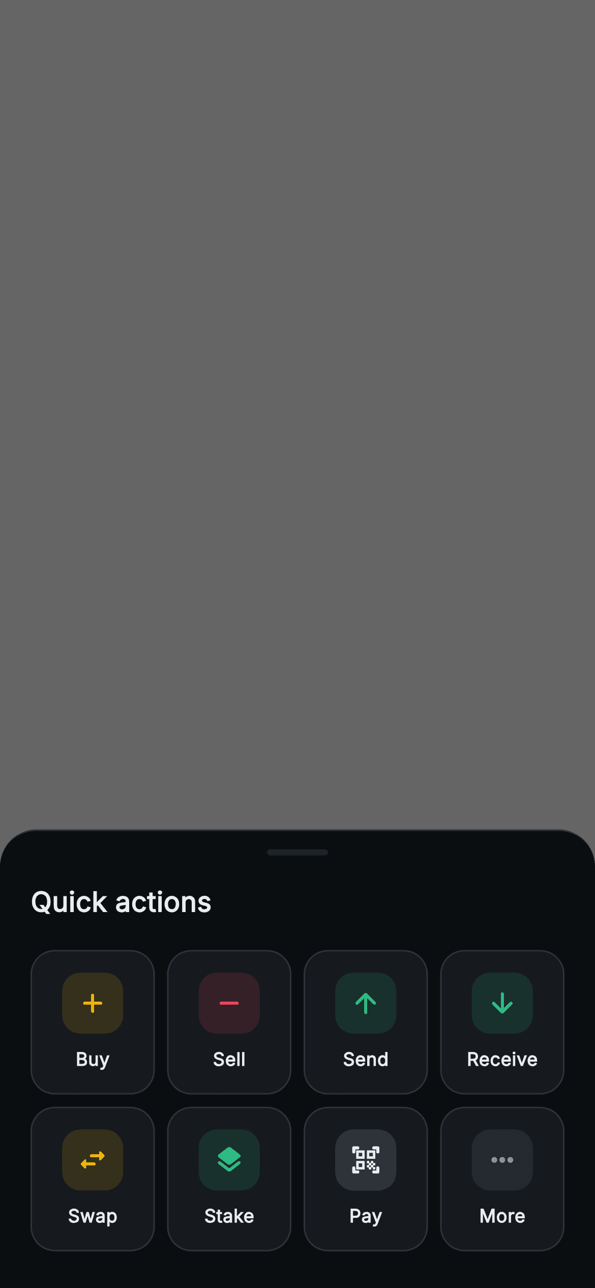 Aurum · Quick Actions — Web3 Flutter screen