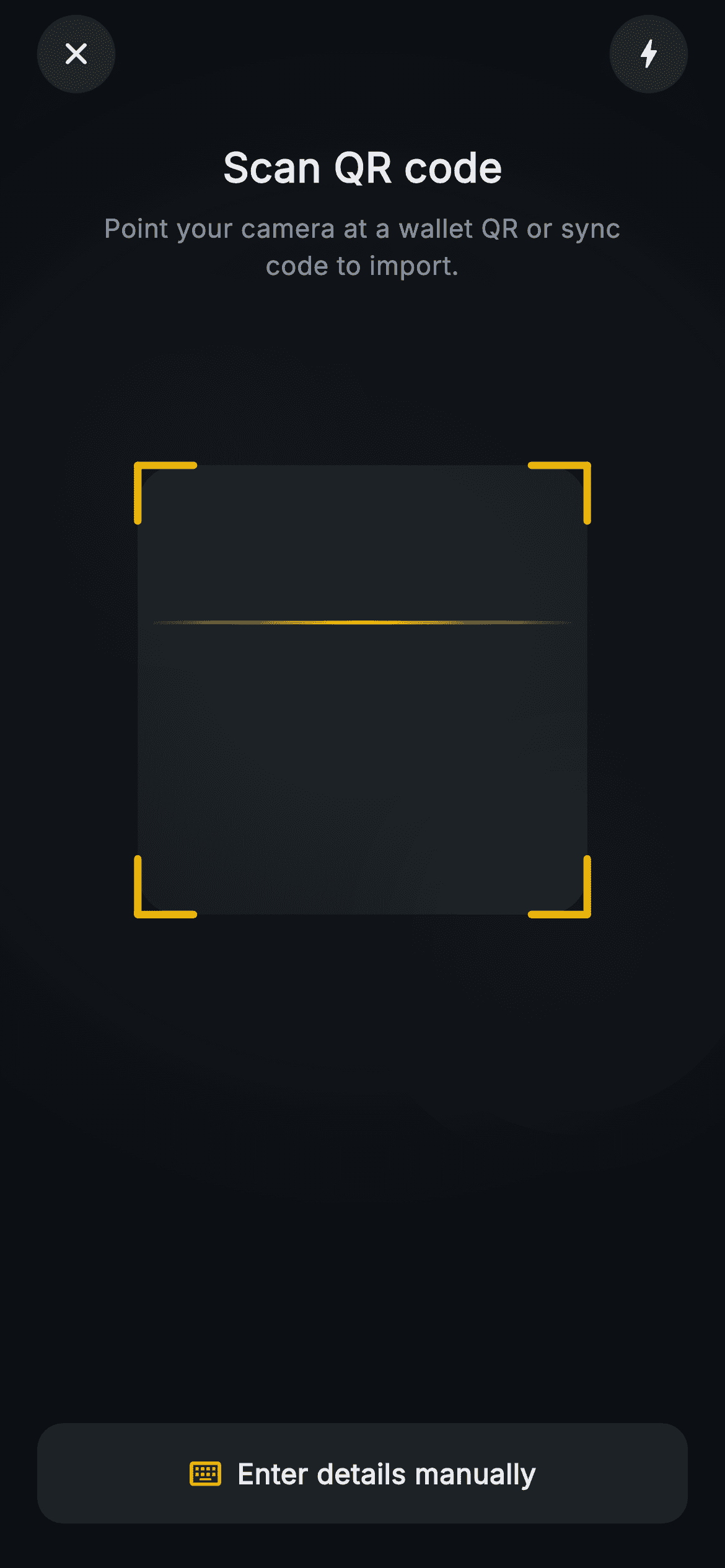 Aurum · Scanning QR — Web3 Flutter screen