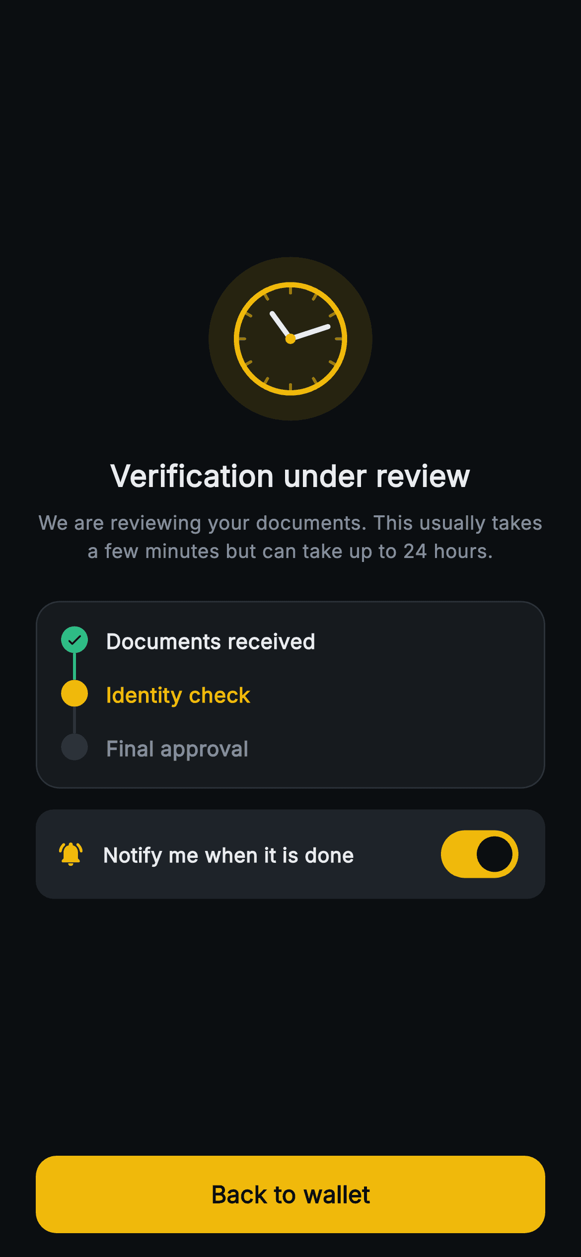 Aurum · Under Review — Web3 Flutter screen