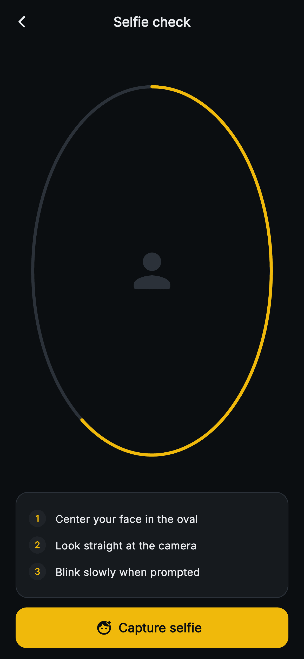 Aurum · Selfie Check — Web3 Flutter screen