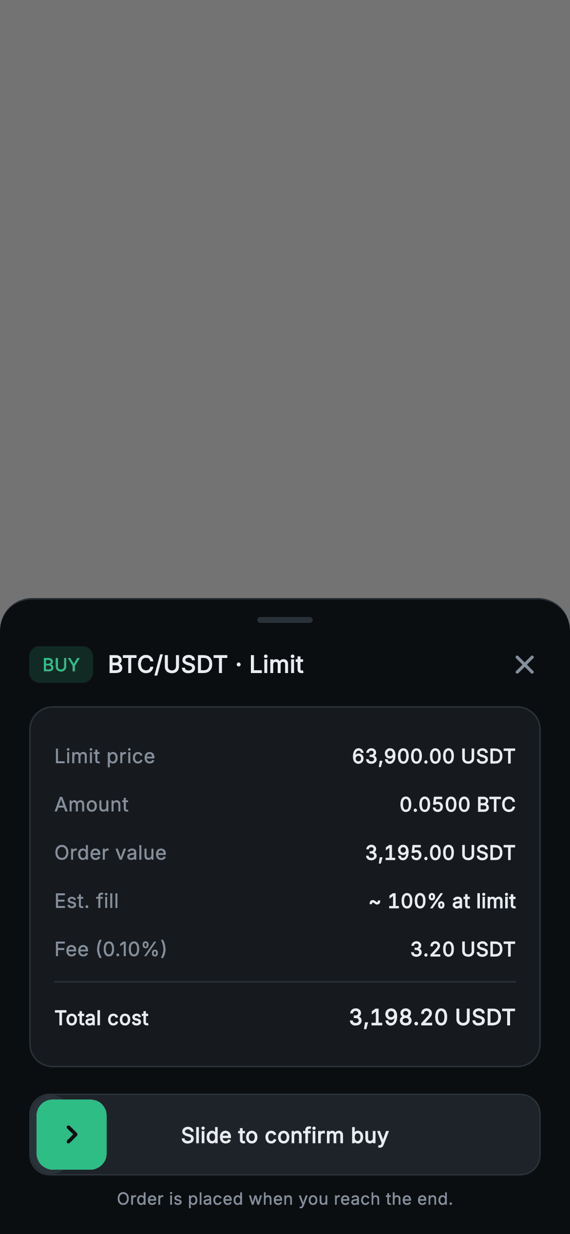 Aurum · Confirm Order — Web3 Flutter screen