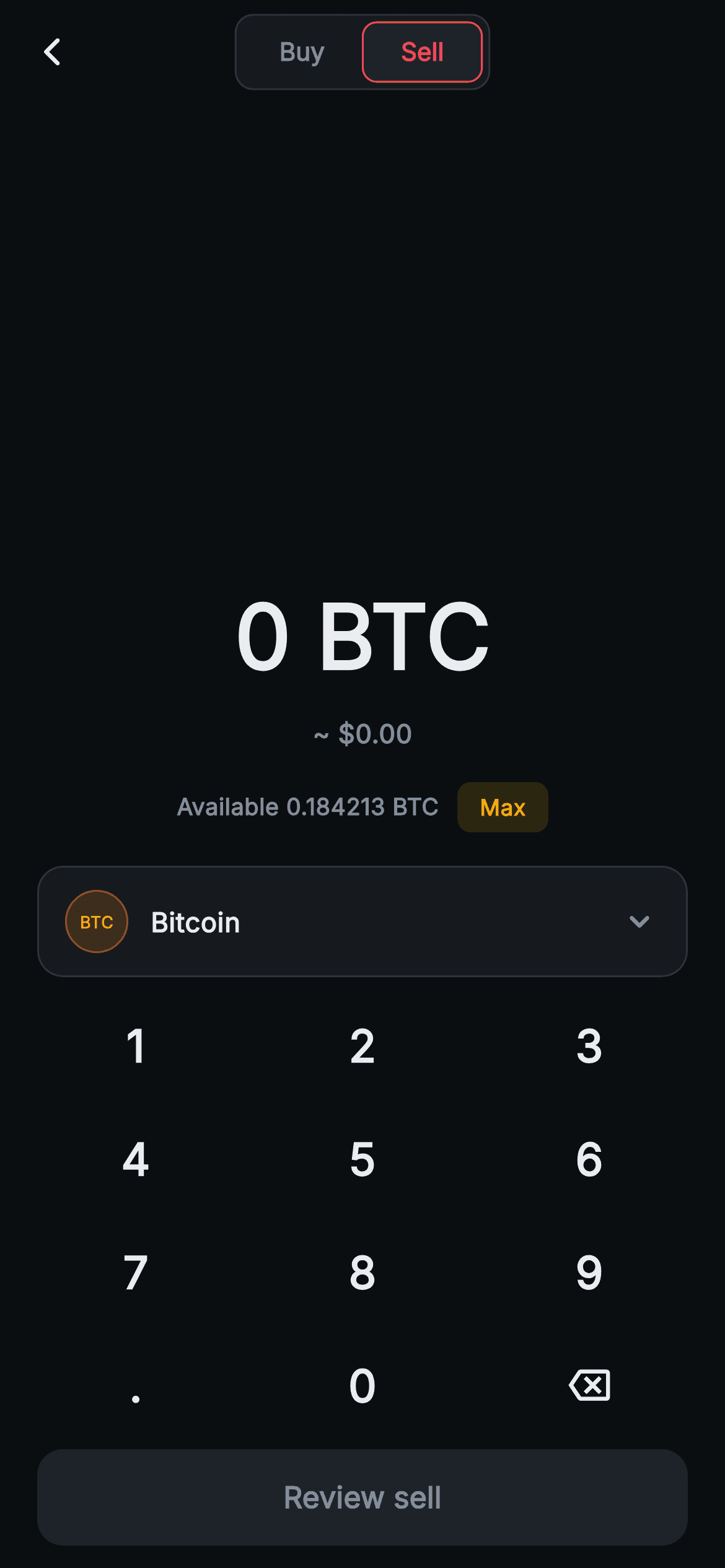 Aurum · Sell — Web3 Flutter screen